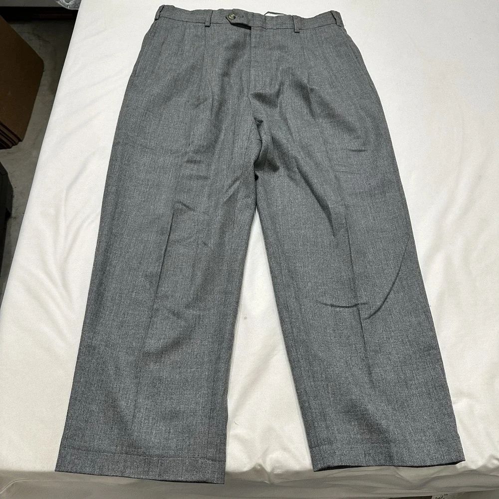 Tommy‎ Hilfiger Mens Relaxed fit Wool Dress Pants Grey Solid